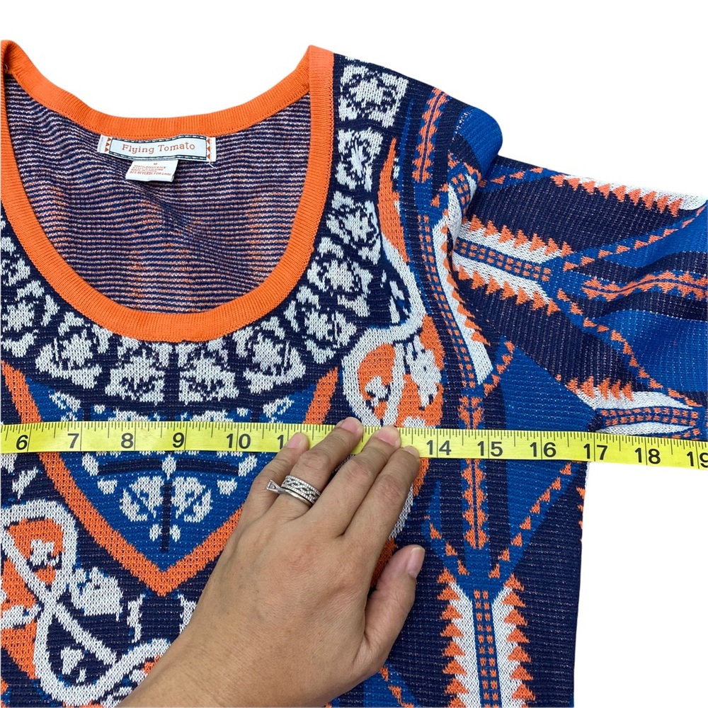 Flying tomato chevron sweater dress Aqua ethnic dress 3/4 sleeves mini M - Picture 9 of 11